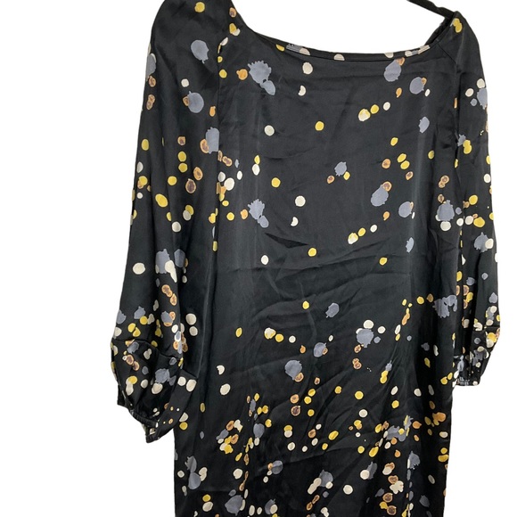 Diane Von Furstenburg Silk Long Sleeve Polka Dot Boat Neck Dress - Picture 5 of 7